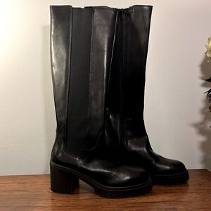 NWOT Coach and Four Black Tall Zip Up Boots 9M